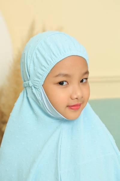 Telekung Cey Dotter Baby Blue