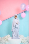 Telekung Travel Polkadot Dotter Misty Grey 