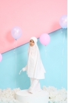 Telekung Travel Polkadot Dotter Bubly White 