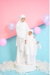 Telekung Travel Polkadot Mom Bubly White 