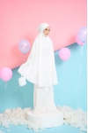 Telekung Travel Polkadot Mom Bubly White 