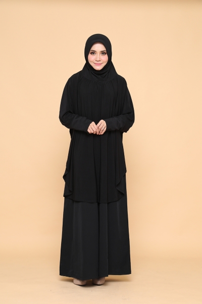 Telekung El-Haura (Zip) Black