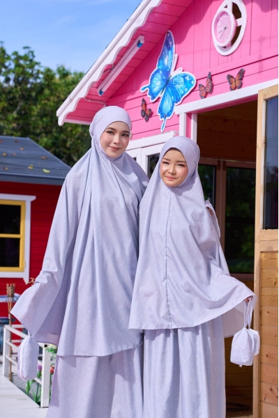 Telekung Travel Eirha Mom & Dotter Grey 