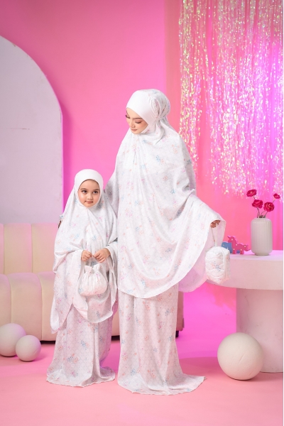 Telekung Lunara Sedondon Mak & Anak Daisy White 