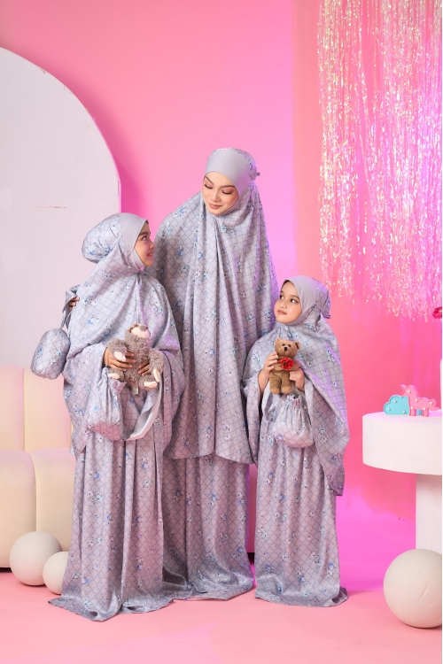 Telekung Travel Lunara Mom Adenium Grey