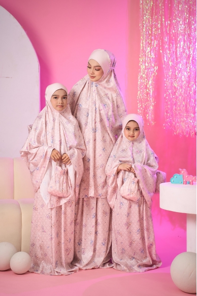 Telekung Lunara Sedondon Mak & Anak Lili Pink 