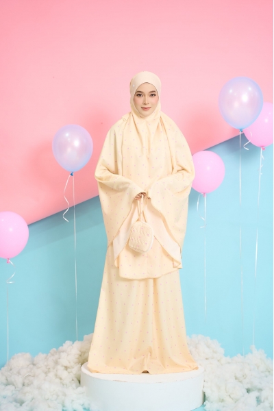 Telekung Travel Polkadot Mom Mellow Yellow