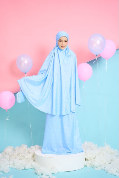 Telekung Travel Polkadot Mom Sky Candy