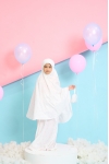 Telekung Travel Polkadot Dotter Bubly White 