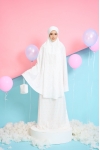 Telekung Travel Polkadot Mom Bubly White 